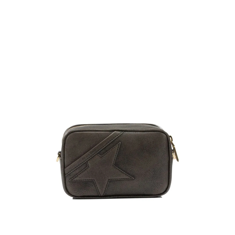 Golden Goose Clutch Smooth Leather Clutch With Subtle Embossed Star An Black