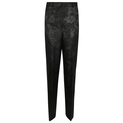 Etro  High-Waisted Floral Jacquard Trousers Black