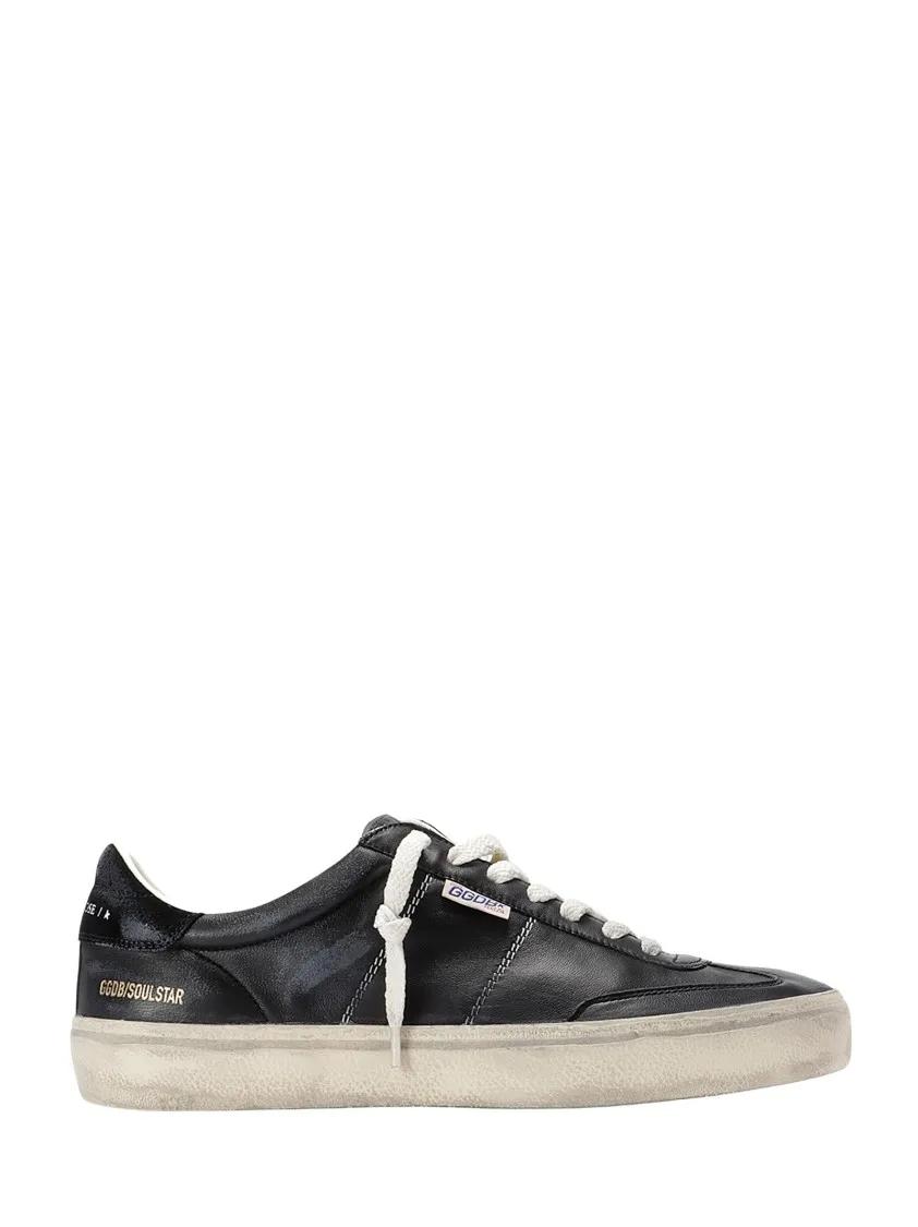 Golden Goose Low-Top Sneaker - Black Leather Soul Star Sneakers - Gr. 44 (EU) - in Schwarz - für Herren