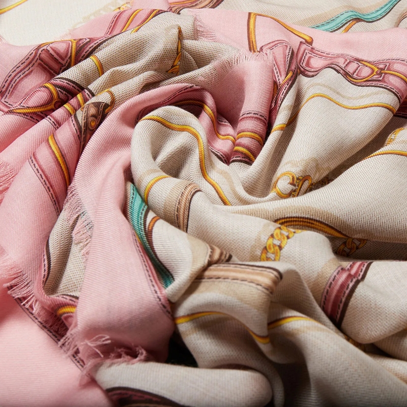 Gucci Kaschmirschal GG Belt Print Cashmere Silk Shawl Beige(Image 3)