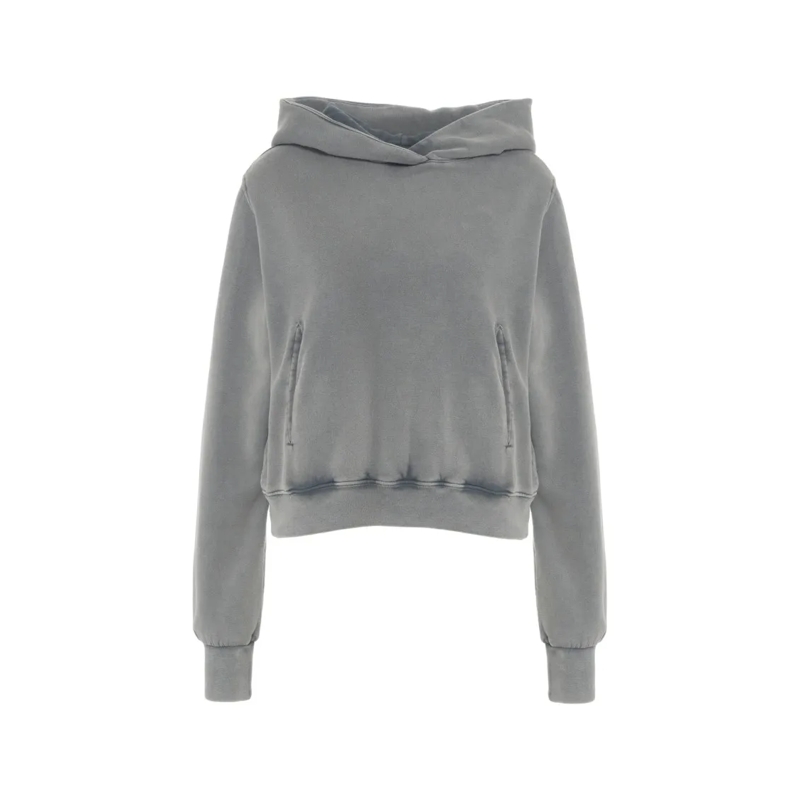 Thom Krom  Cropped Hoodie With Practical Kangaroo Pocket Grey