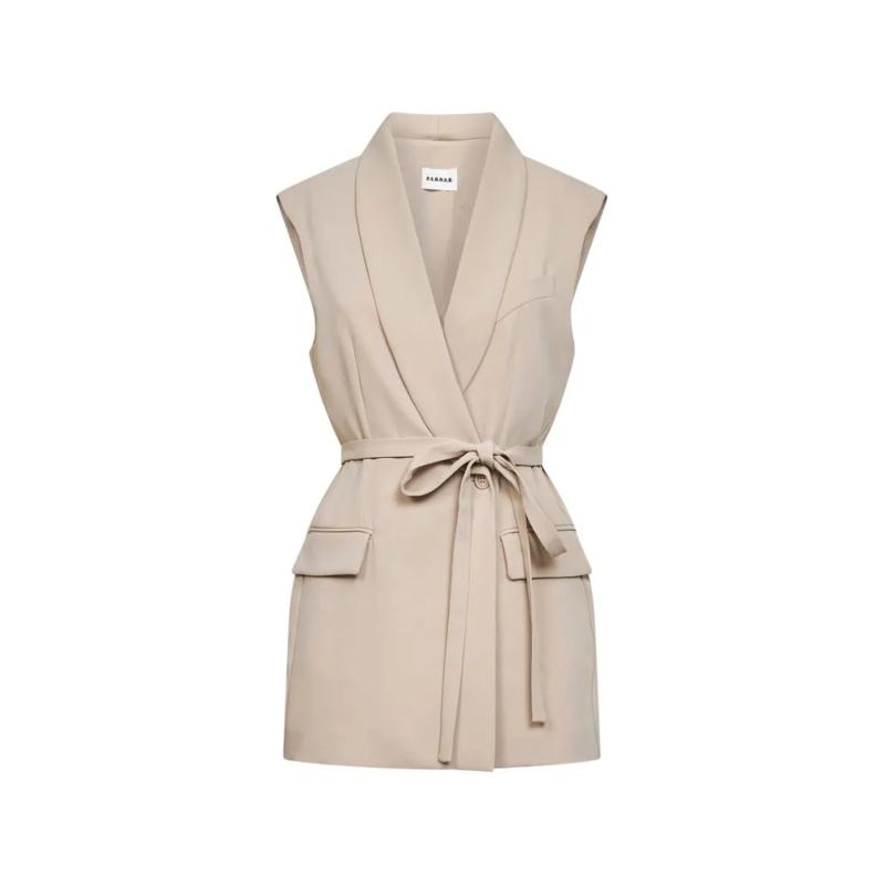 P.A.R.O.S.H. Veste de transition Sleeveless Jacket With Deep V-Neck Neutrals