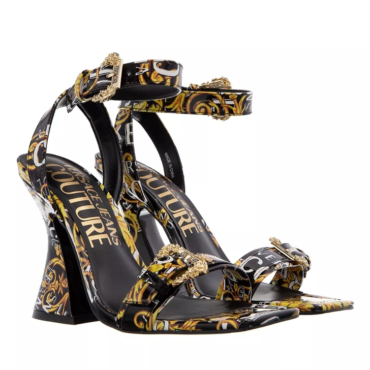 Versace Jeans Couture Fondo Kirsten Black Gold Strappy Sandal