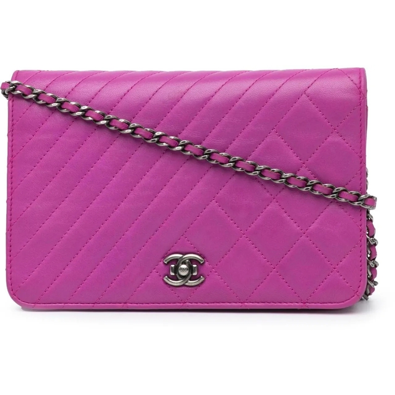 Chanel Crossbody Bag Lambskin Coco Boy Wallet On Chain lila