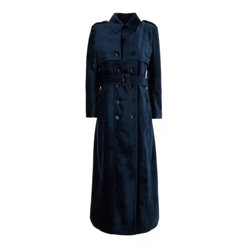 Tom Ford Long Blue Trench Coat With Matching Belt In Velvet Blue 