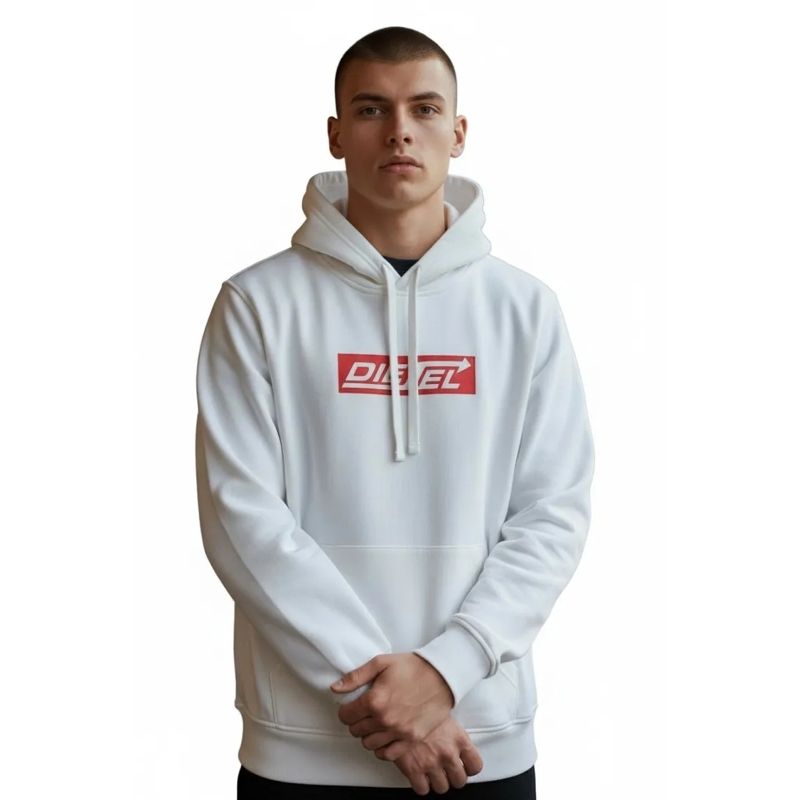 Diesel  Hooded Sweatshirt With Bold Logo White