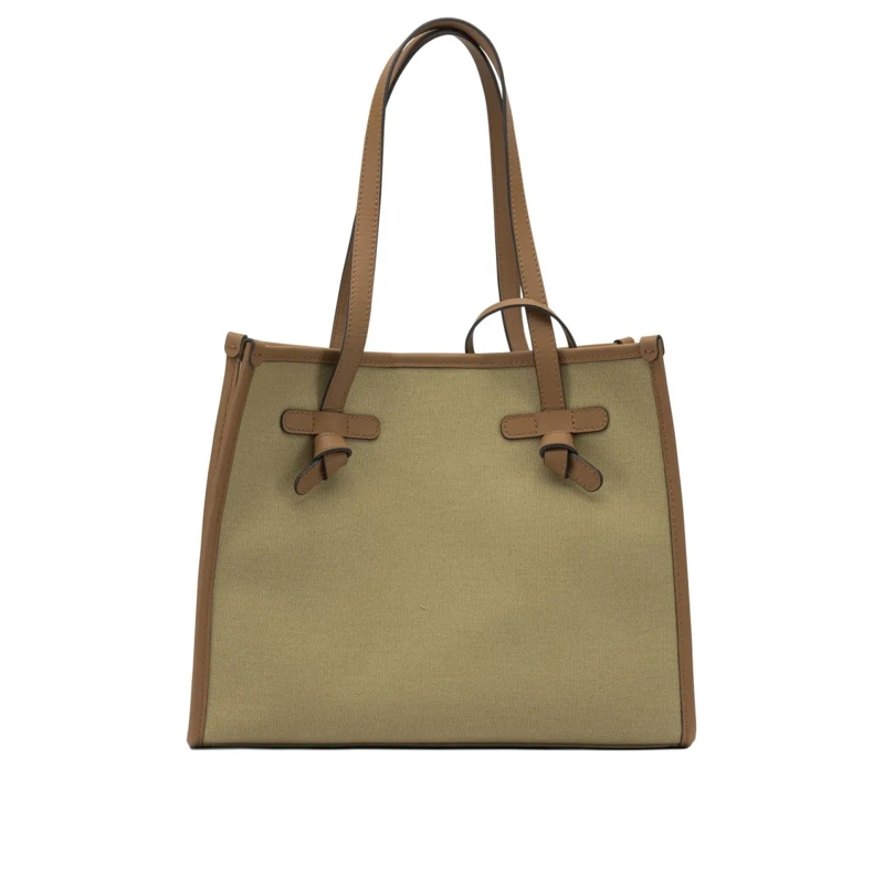 Gianni Chiarini Schultertasche Structured Canvas Shoulder Bag With Leather Accent Neutrals