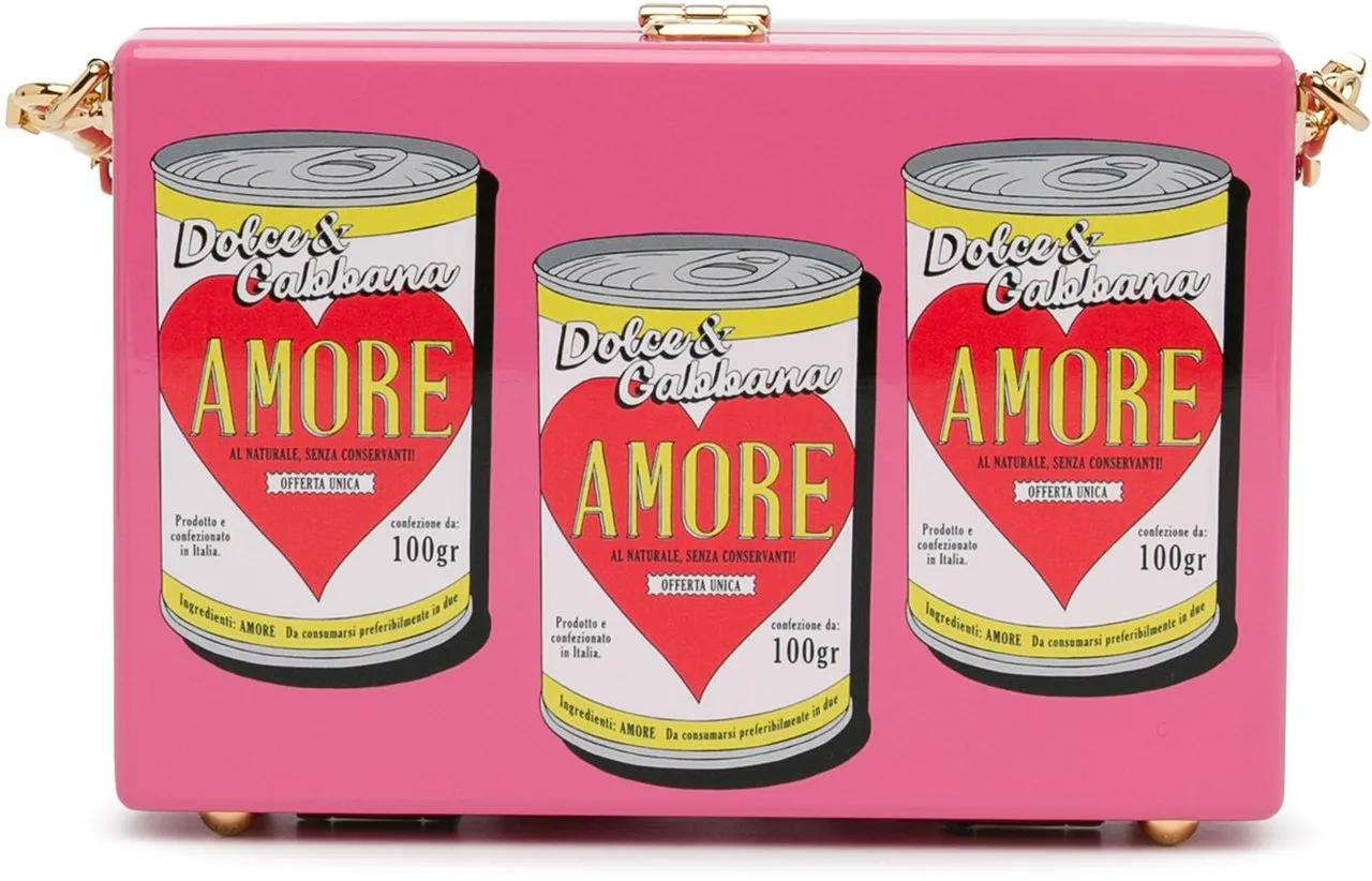 Dolce&Gabbana Hobo bags 2000-2023 Printed Acrylic Amore Can Box Crossbody in poeder roze