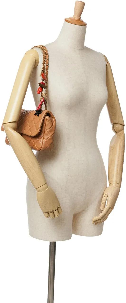Chanel Hobo bags 2010-2011 Medium Classic Lambskin Marine Charms Si in bruin