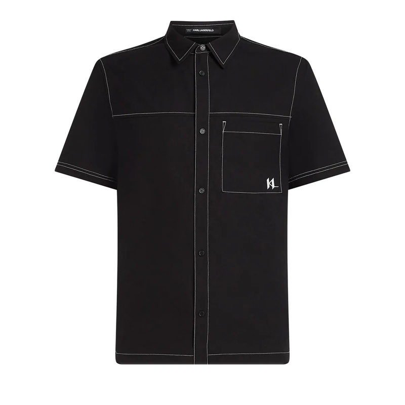 Karl Lagerfeld Hemd KURZÄRMELIGES HEMD MIT KONTRASTNÄHTEN schwarz