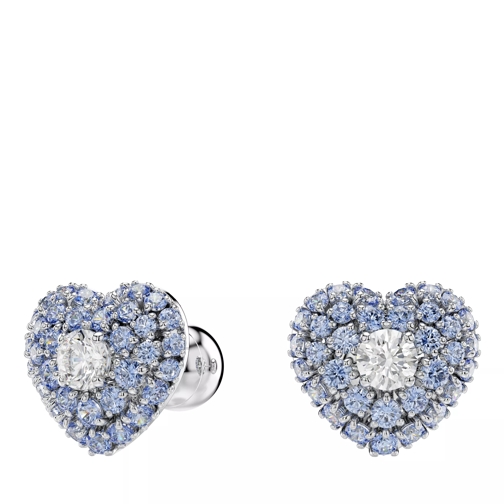 Swarovski Hyperbola stud earrings, Heart, Rhodium plated Blue Clou d'oreille