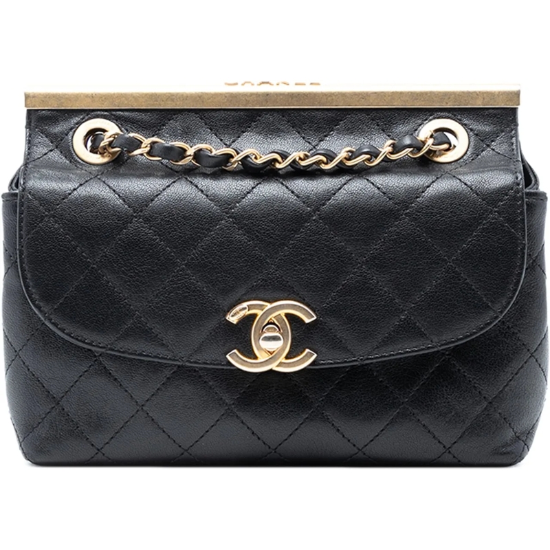 Chanel Sac à bandoulière Mini CC Quilted Lambskin Flap schwarz