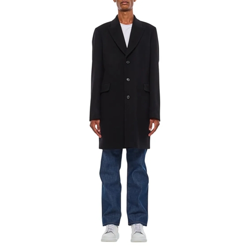 Paul Smith Black Single-Breasted Overcoat Black Übergangsmäntel