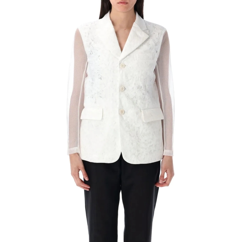 Comme des Garcons Blazer Semi-Sheer Panelled Blazer White