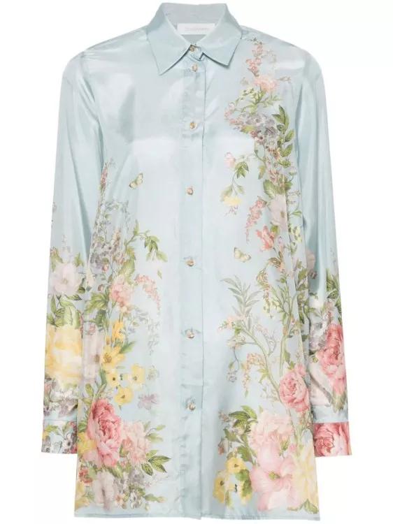 Zimmermann - Waverly Floral-Print Shirt - Größe 2 - blue