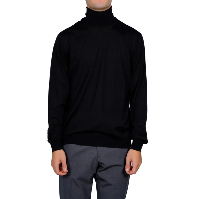 FILIPPO DE LAURENTIIS Pull Fitted Merino Wool Turtleneck Sweater Black