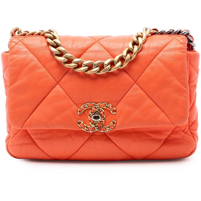 Chanel Schultertasche Medium Lambskin 19 Flap orange
