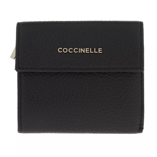 Coccinelle Metallic Soft Wallet Leather  Noir Portemonnaie mit Überschlag