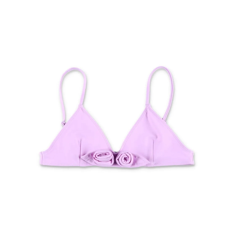 Coperni  Sculptural Purple Bikini Top With Gathered Floral  Purple