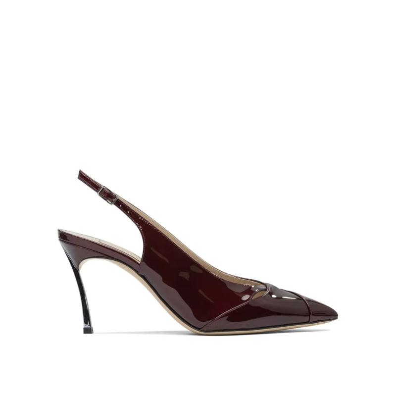Casadei Pumps Pointed Toe Heeled Shoes With Slingback Strap Burgundy