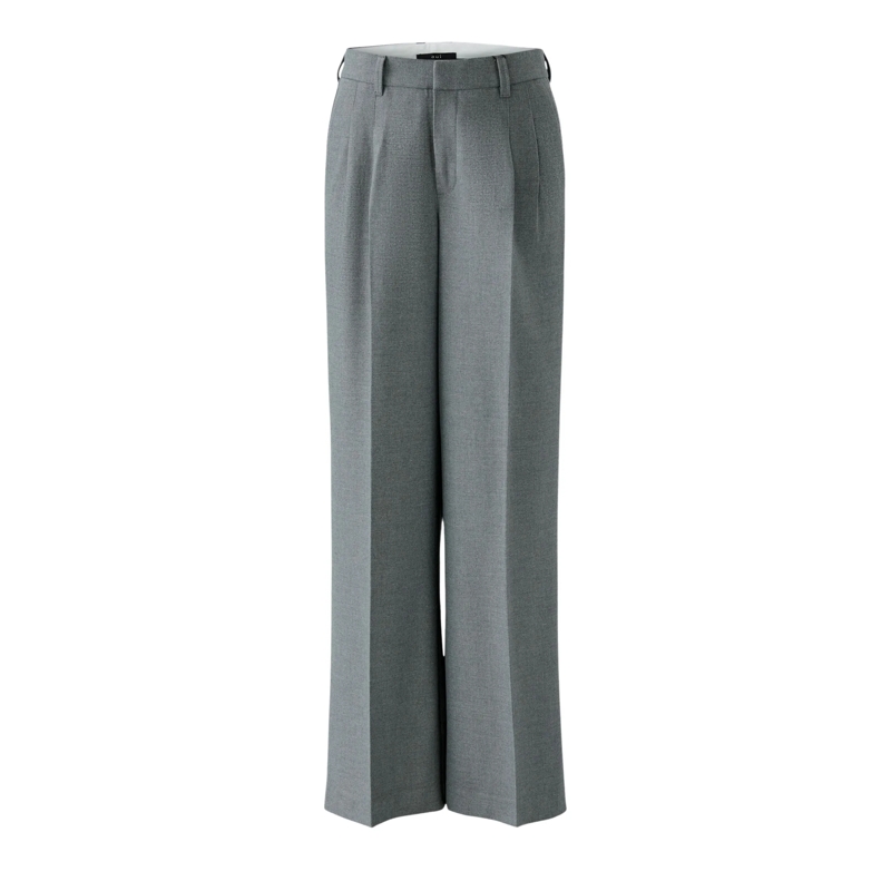 Oui Hose Bundfaltenhose grau