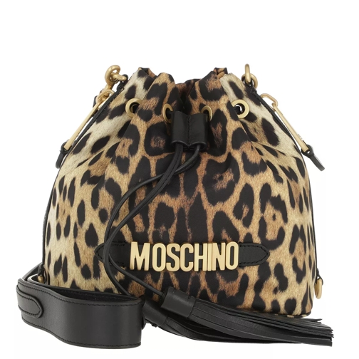 Moschino Leopard Drawstring Bag Fantasia Nero Bucket Bag