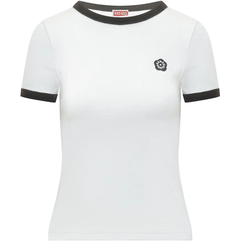 Kenzo T-shirt T-shirt Fitted a Costine con Logo Ricamato weiß