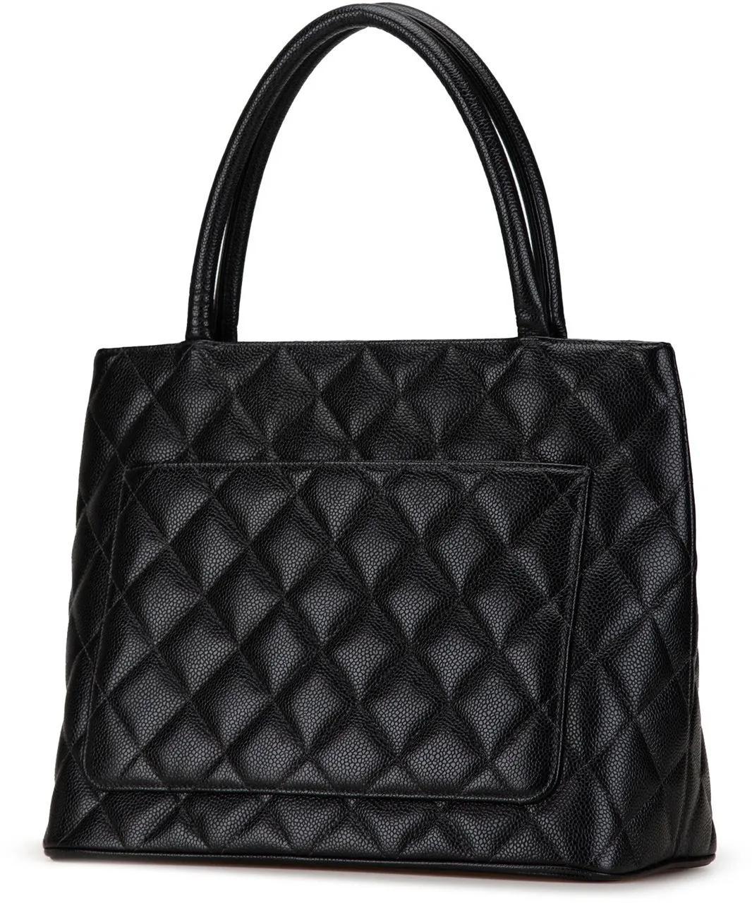 Chanel Shoppers 2004-2005 Caviar Medallion Tote in zwart