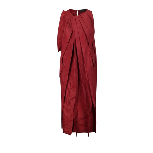 Maria Calderara Midi Jurken Midi Pleated Taffeta Dress Red