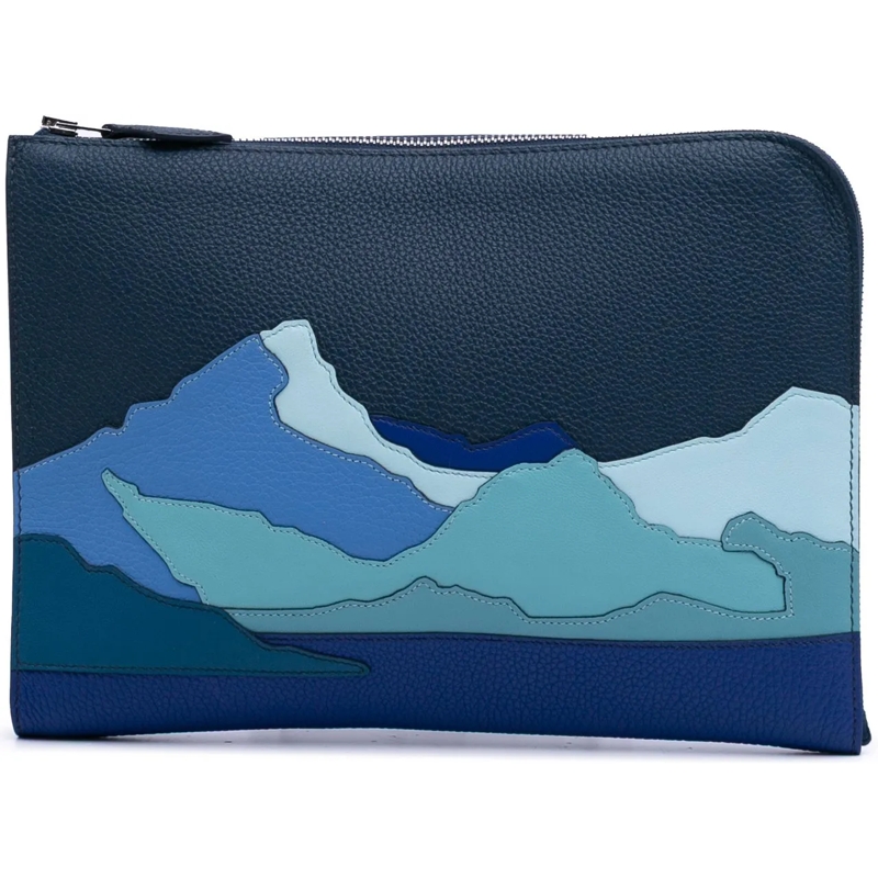 Hermès Pochette Togo Swift Endless Road Clutch blau