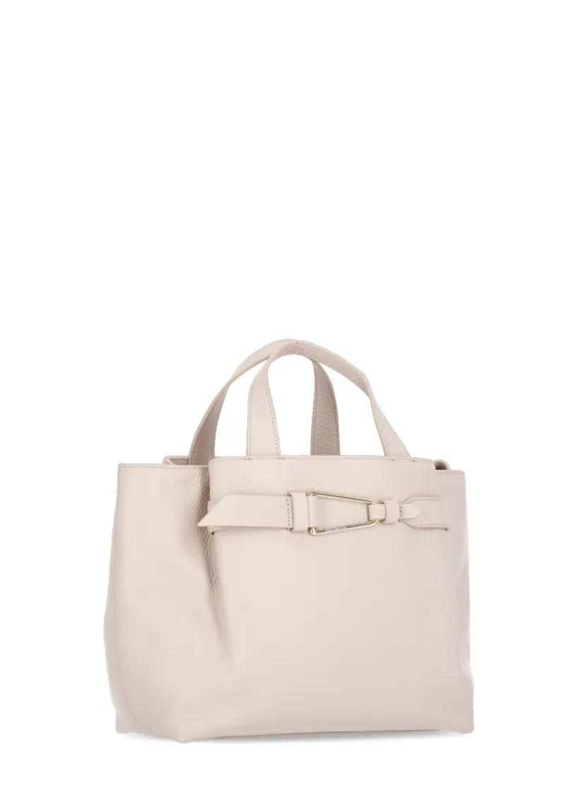 Coccinelle Leren schoudertas met logoprint Beige Dames
