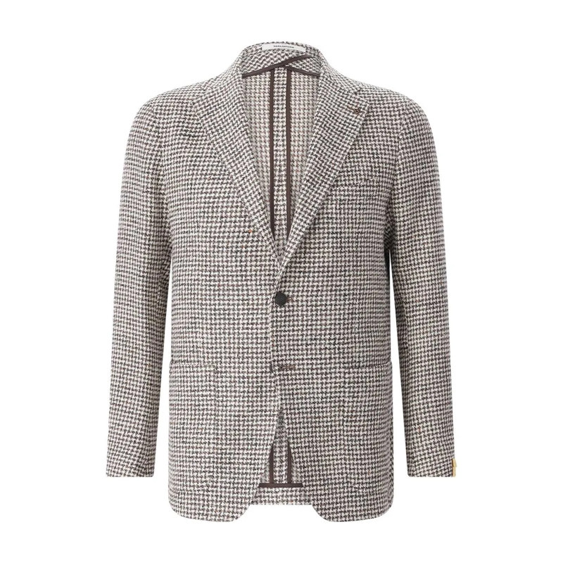 Tagliatore Veste de costume Sakko mit Hahnentrittmuster braun
