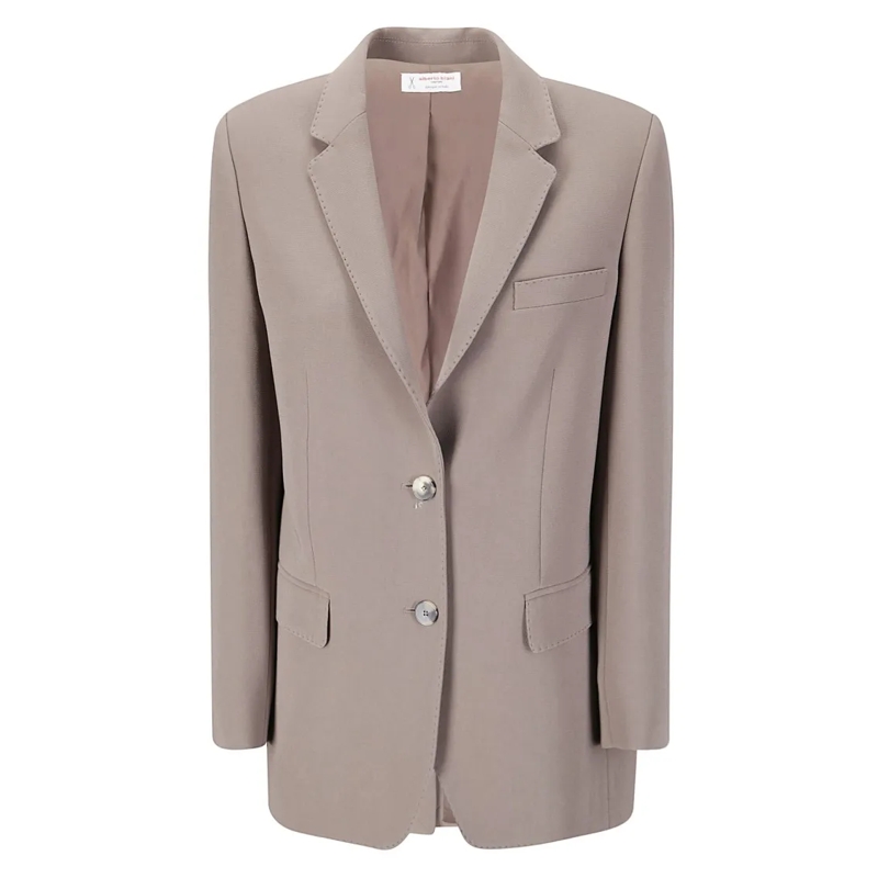 Alberto Biani Blazer Single-Breasted Jacket With Classic Collar And Str Brown