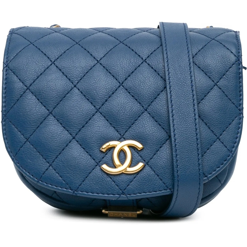 Chanel Sac à bandoulière Quilted Grained Calfskin Casual Trip Messenger blau