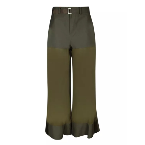 Sacai High-Waisted Trousers With Coordinated Belt Green 