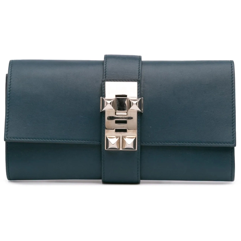 Hermès Pochette Tadelakt Medor Clutch 23 blau