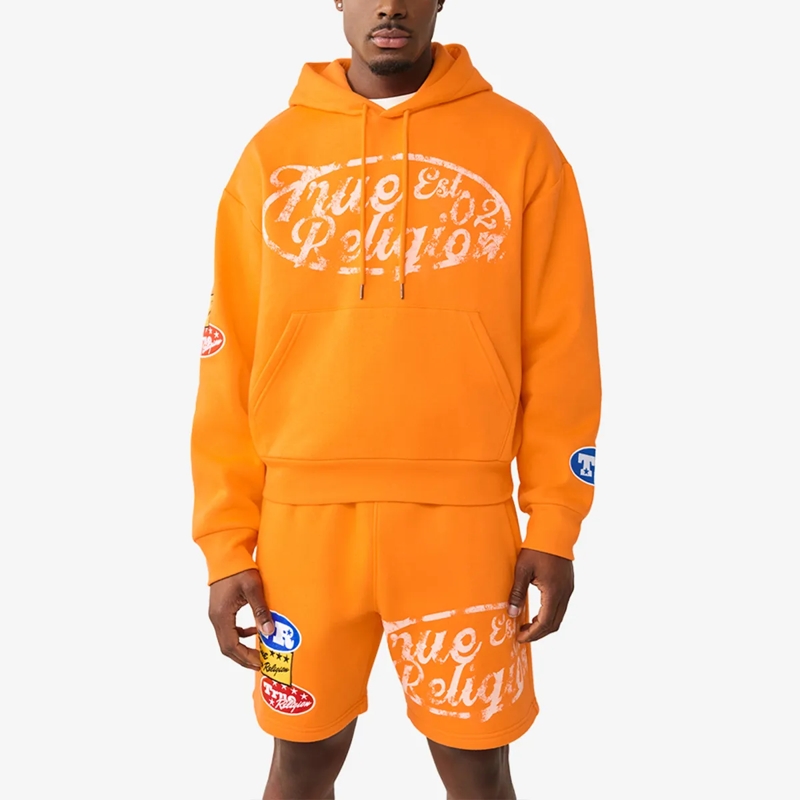 True Religion  - Kapuzenpullover- Kängurutaschen- Logo-Patch-  orange(Image 5)