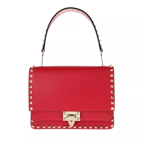 Valentino Garavani Rockstud Shoulder Bag Leather Rouge Cartable