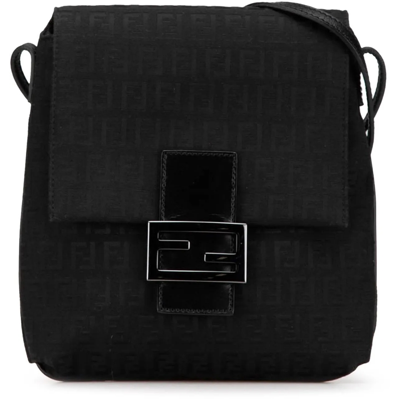 Fendi Schultertasche Zucchino Canvas Crossbody schwarz