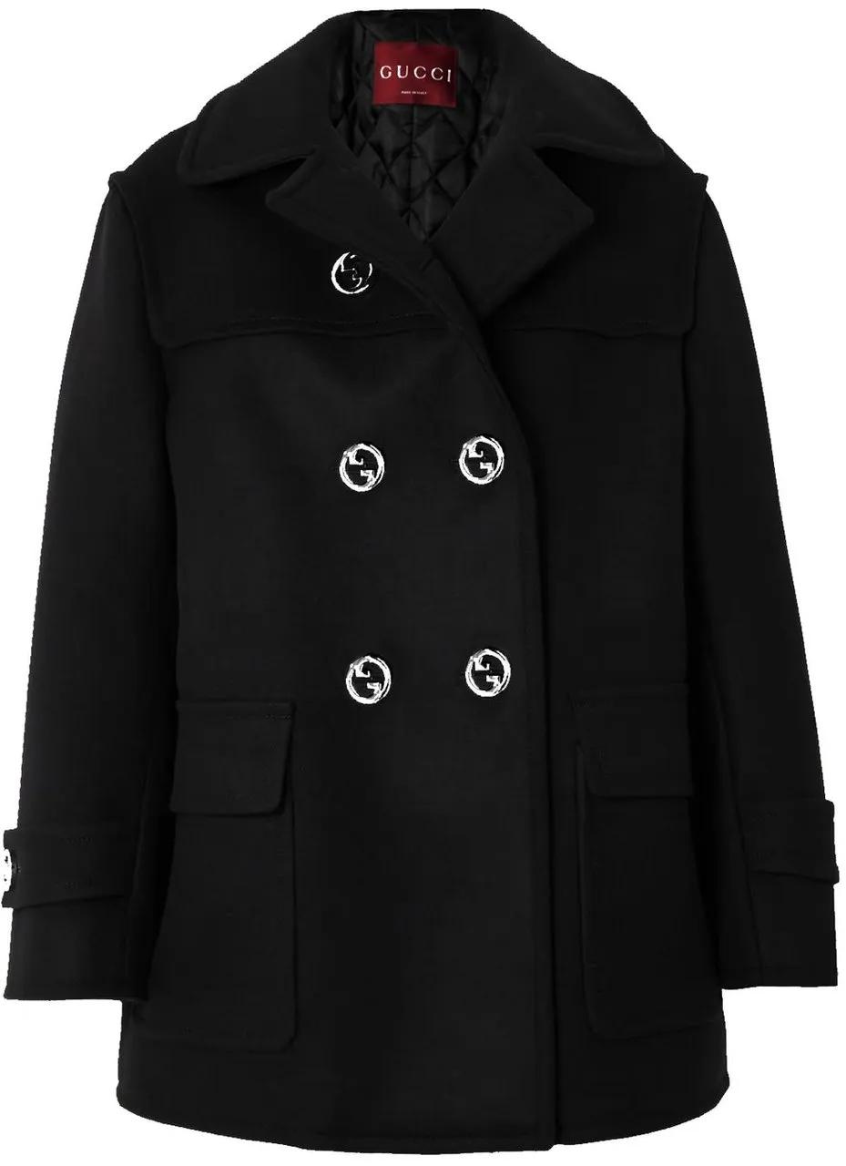 Thumbnail - Gucci - Gucci Double-Breasted Wool Coat - Größe 40 - black