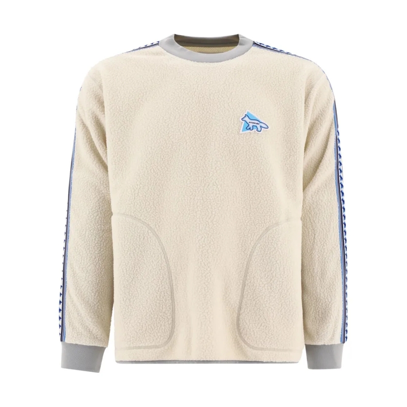 And Wander  Textured Fleece Sweater With Contrasting Accents Neutrals