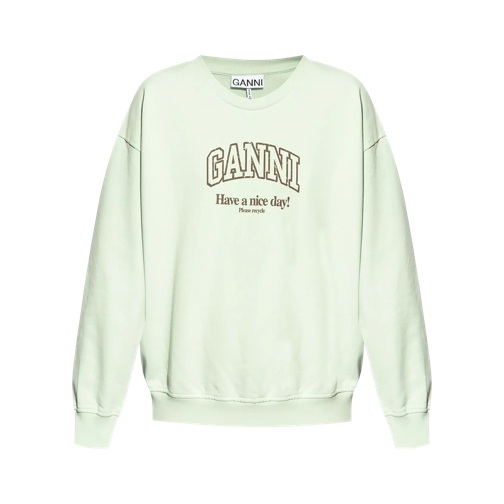 GANNI Sweatshirt aus Bio-Baumwolle mit Logo 073 Aqua Foam Felpe