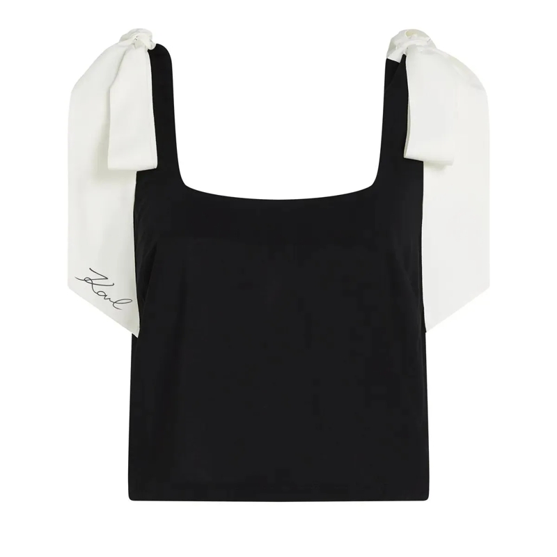 Karl Lagerfeld  Signature-Strand-Top mit Schleife Top schwarz