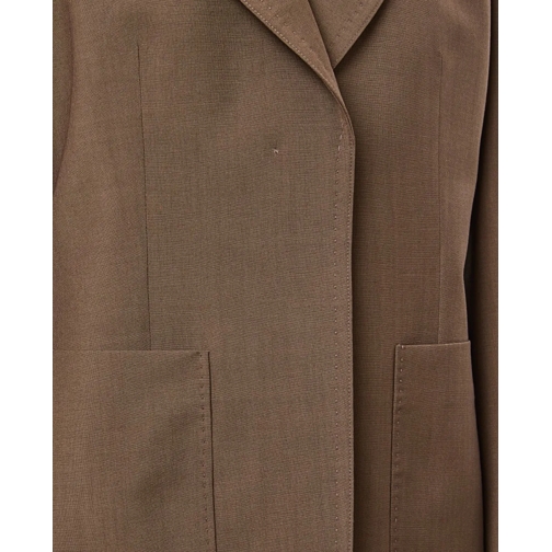 Fendi Blazer Tailored Waisted Blazer With Embroidered Logo Brown (Image 4)