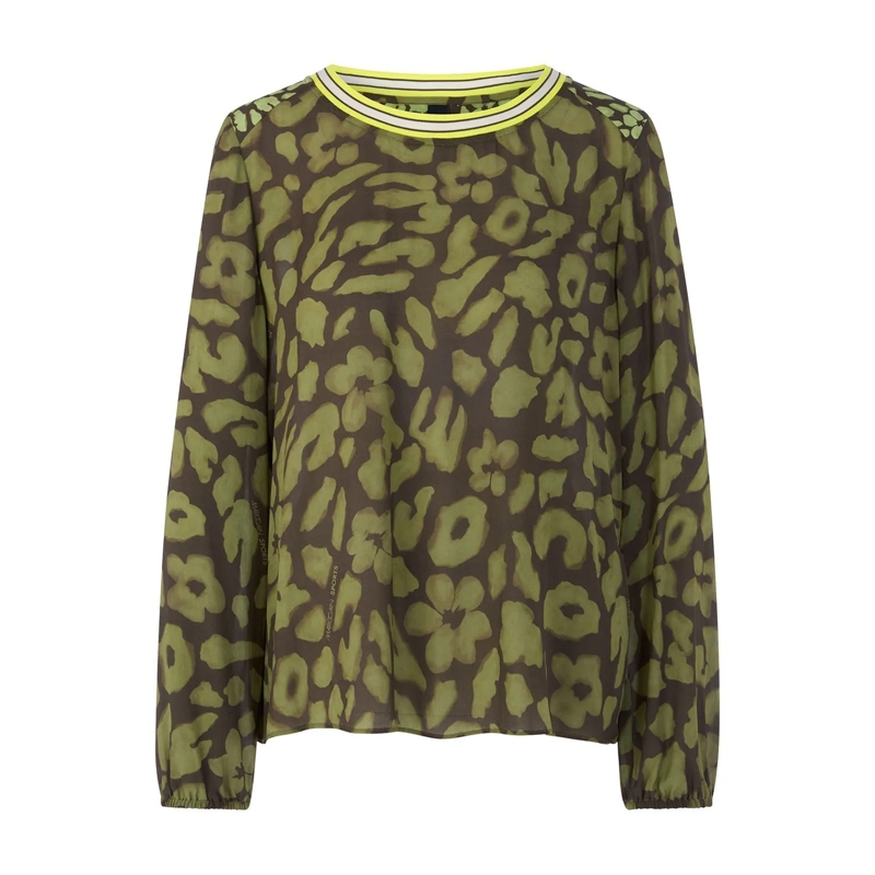 Marc Cain Bluse Blusenshirt mit Animalprint Grün