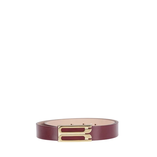 Victoria Beckham Ceinture Leather Belt With Gold-Plated Buckle Burgundy