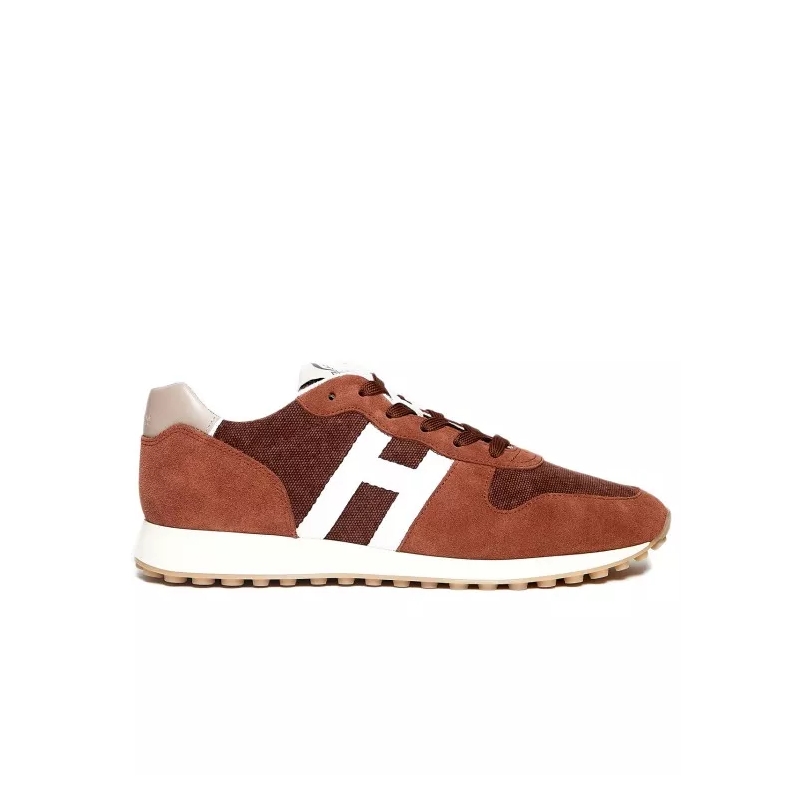 Hogan Low-Top-Sneaker H429 Suede And Fabric Brick Sneakers Brown