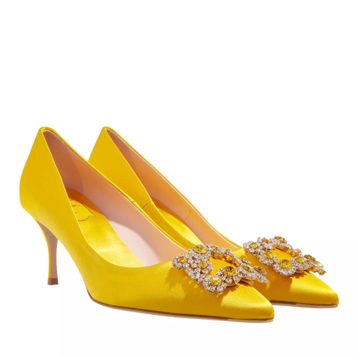 Roger Vivier Pumps With Flower Buckle Satin  Yellow Pumps