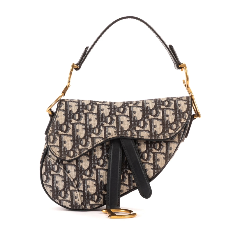 Christian Dior Crossbody Bag Oblique Saddle Mini marineblau