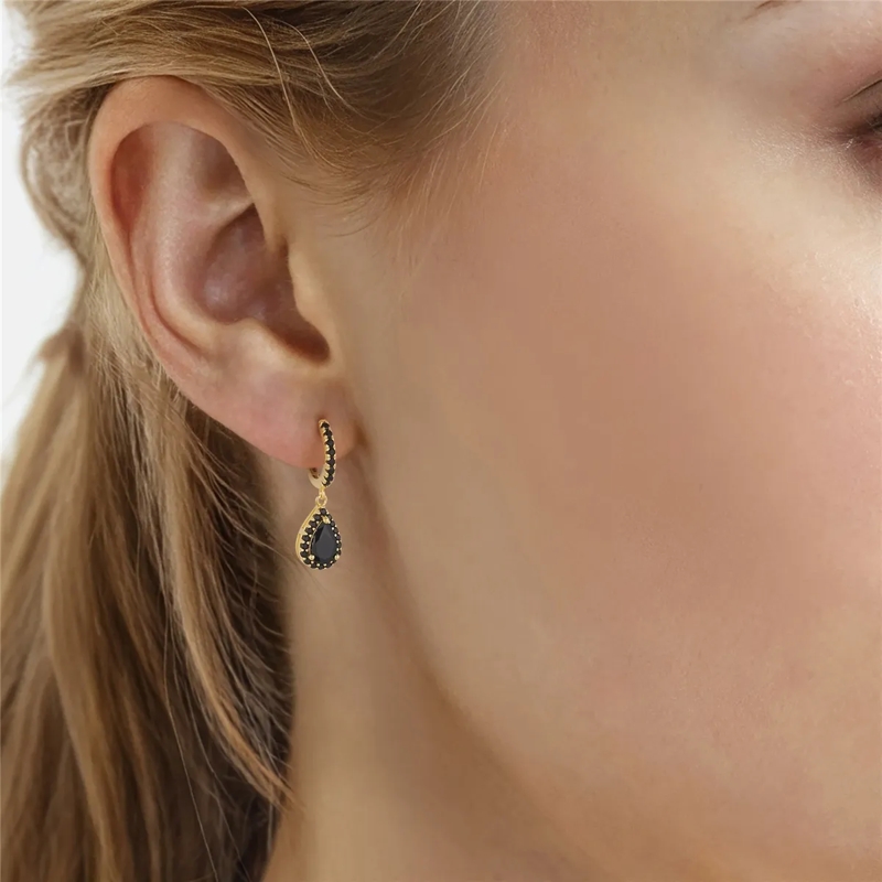 Glanzstücke München Ohrhänger Creolen Sterling Silber gelbgold Zirkonia schwarz gold(Image 2)